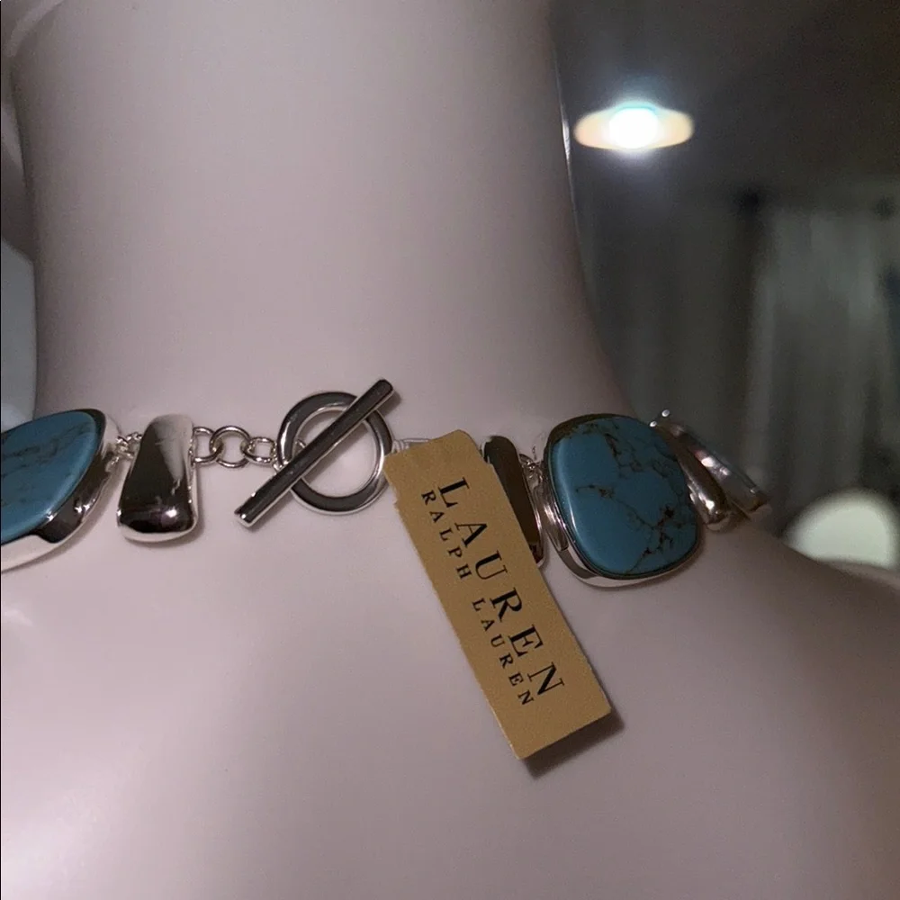 Lauren Ralph Lauren Silver Necklace with Blue Stones - Picture 6 of 11